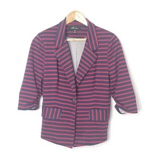 Madison Navy & Burgundy Striped Blazer